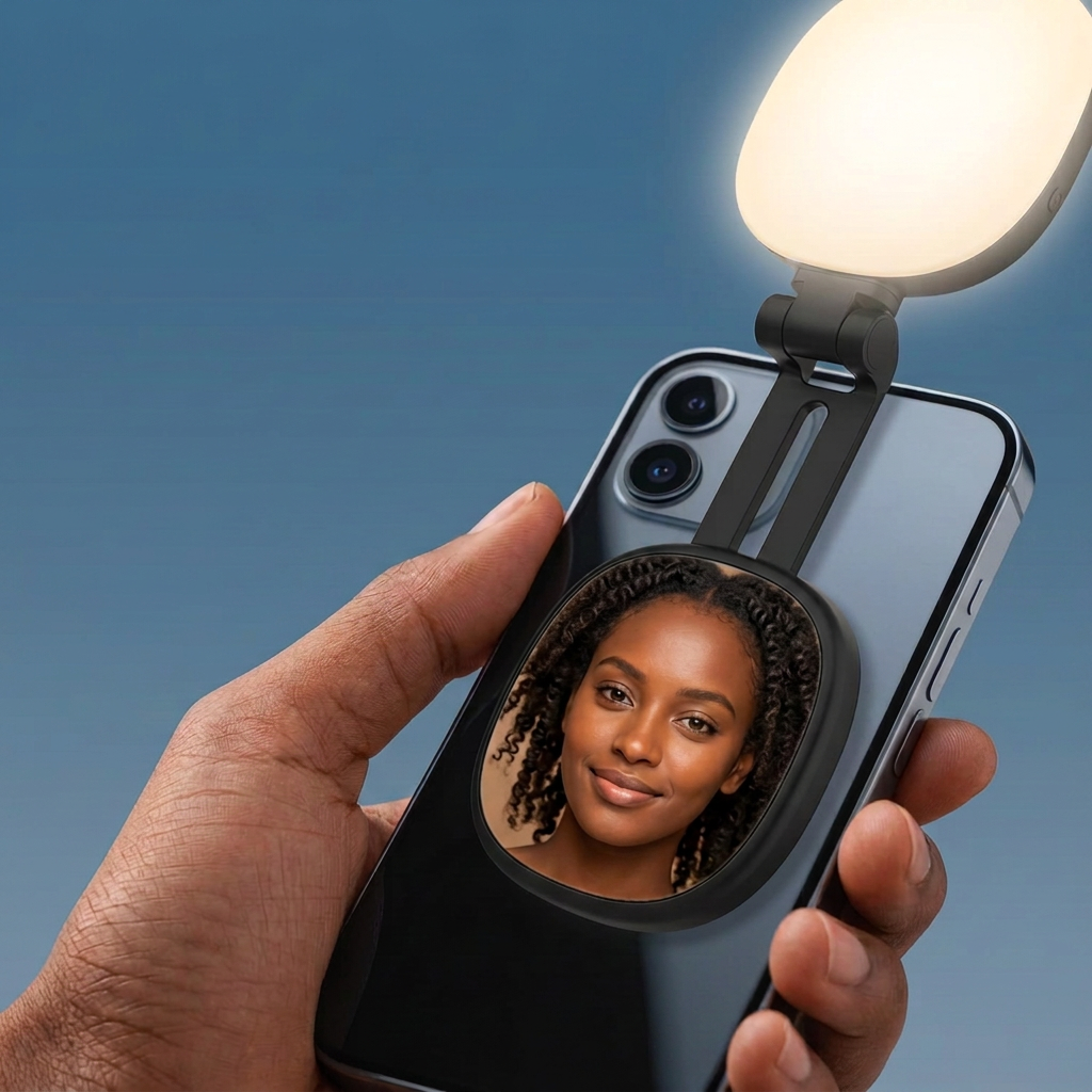 Magnetic Selfie Light & Mirror - Perfect selfies anywhere!
